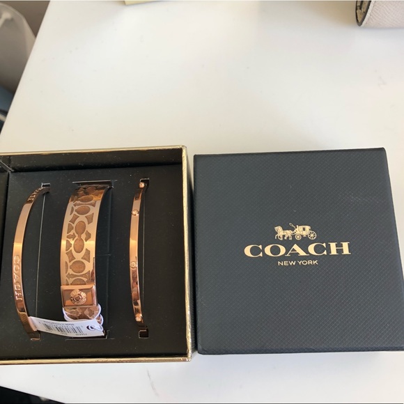 NWT Coach Rose Gold Bangle Bracelet Set - Picture 2 of 5